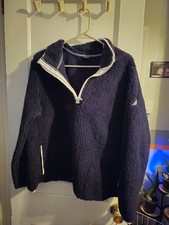 Nautica Women Navy Blue Fleece Quarter-Zip Pullover