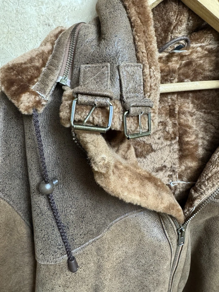 Sheepskin Shearling Men's Winter Jacket Size XL Brown Made In Uruguay - Image 3 of 4