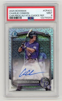 2025 BOWMAN CHROME CHARLIE CONDON AUTO /150 HTA CHOICE REFRACTOR PSA 9 #CPA-CC