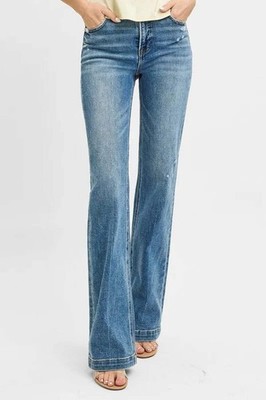 RISEN Classic Blue Boot-Leg Jeans   Women s Stretch Denim Mid-Blue Wash