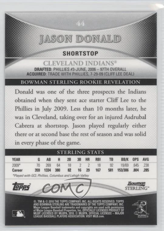2010 Bowman Sterling Jason Donald #44 Rookie RC - Image 2 of 2