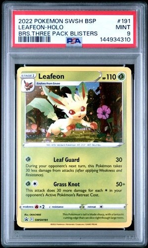 2022 POKEMON SWSH BLACK STAR PROMO #191 LEAFEON-HOLO PSA 9