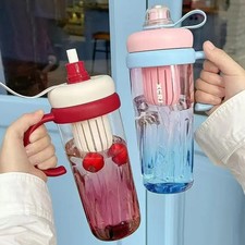 Large Plastic Gym Detox Cup 950ML Straw Drink Coffee Cup Gradient BPA Free