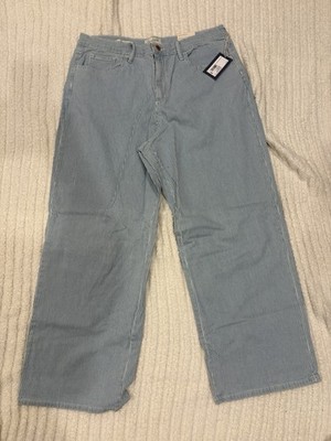 Target Universal Thread Relaxed Wide Leg Jeans Size 16S Blue/White Striped