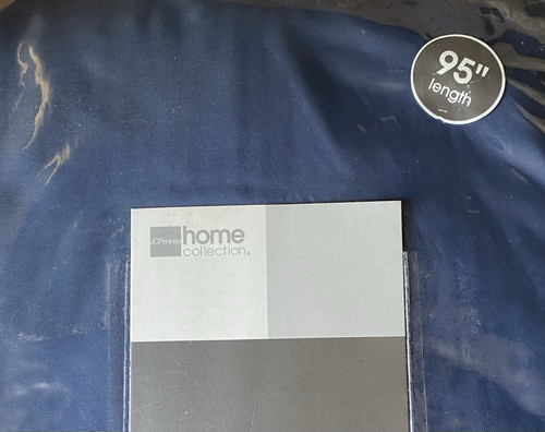 JCP HOME LISETTE SHEER PINCH PLEAT PANEL PAIR CURTAIN BLUE 120" x 95" NEW - Picture 1 of 2