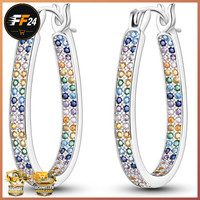 Ohrringe 925 Sterling Silber Cubic Zirkonia Hoop Minimalistisch Geschenk Frauen