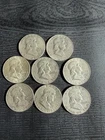 Lot of 8 - 90% Silver Franklin Half Dollars - Mixed Dates. Sharp!!