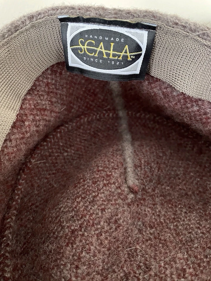 Sombrero cadete Scala para mujer mezcla de lana gris/marrón geométrico Foto 4 de 4