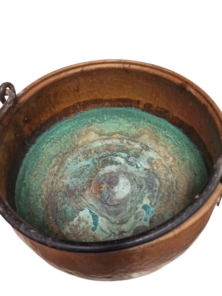 Ancien grand chaudron en cuivre XIXe siècle vintage pour déco ou collection - Photo 2/4