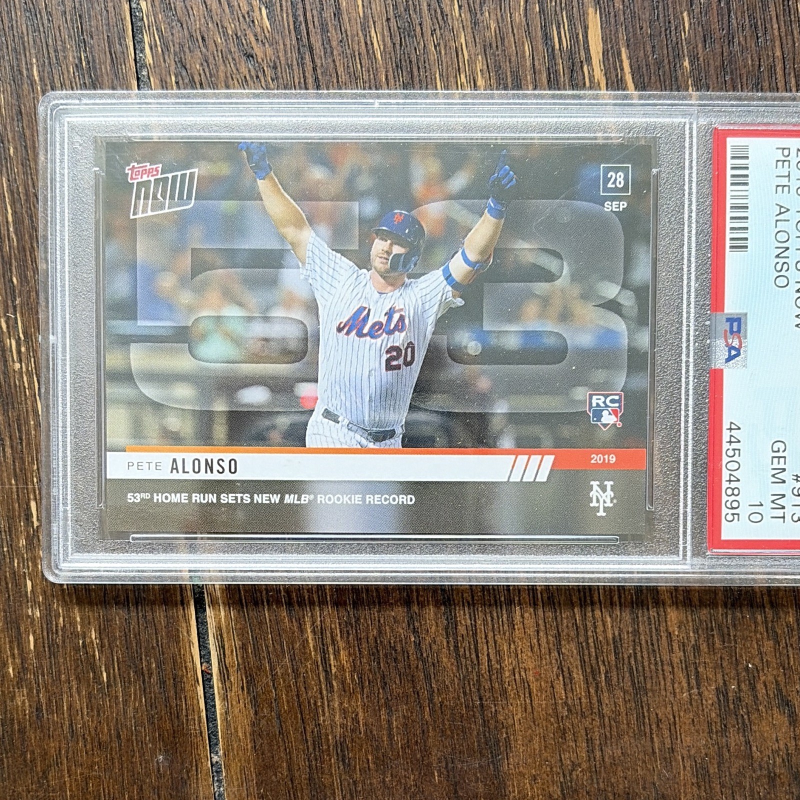 Topps 2019 Topps Now Pete Alonso RC #913 /9945 New York Mets PSA 10 view 2