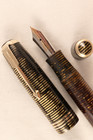 VINTAGE 1936 PARKER VACUMATIC  OVERSIZE FOUNTAIN PEN ~ DOUBLE STRIPED JEWELS — photo 1