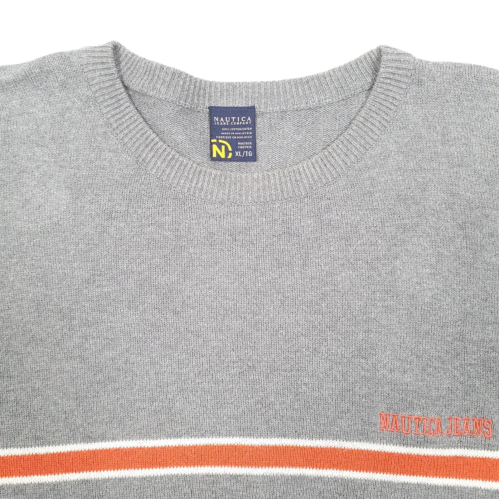 NAUTICA Crewneck Knit Vintage Jeans Stripe Jumper Sweatshirt Mens XL image 2
