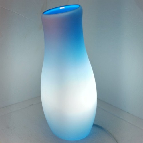 Ikea Vintage Cloud Blue Frosted Glass Tall Curved Chimney Table Lamp Ombre Rare - Picture 2 of 12