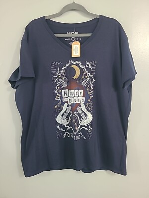 House of Blues  Sz XXL Orlando Florida  Guitar Women s T-Shirt New Tags 24'' Bust