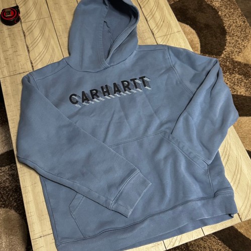 Carhartt Logo Hooded Sweatshirt - Light Blue - Youth XL