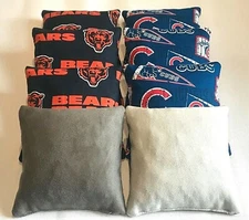 CHICAGO BEARS and CUBS CORNHOLE BEAN BAGS SET OF 8 STICK AND SLICK BAG TOSS GAME