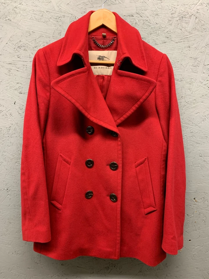 Abrigo Burberry London Chaquetón Doble Pecho Lana Cachemira Mujer’s Talla M Rojo Foto 3 de 4