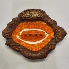 Vintage Ash Tray Treasure Craft USA Ceramic Los Angeles California Brown Orange