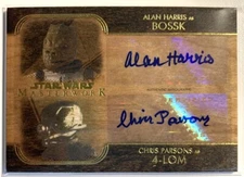 2020 Star Wars Masterwork Dual Auto Wood Harris as Bossk Parsons as 4-LOM #9/10