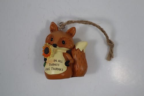 ETOP In all things give thanks sunflower FOX FIGURINE ORNAMENT Ganz