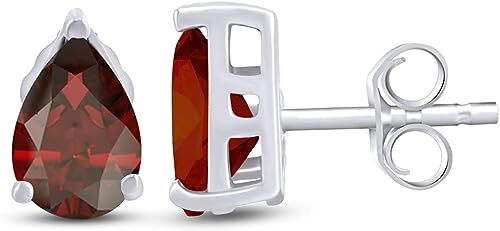 5X7MM Pear Cut Simulated Birthstones Solitaire Stud Earrings In Sterling Silver