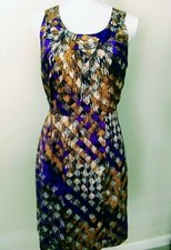 NWT Ladies Banana Republic S6 Sheath Dress Purple Bronze Black Cream REDUCED!
