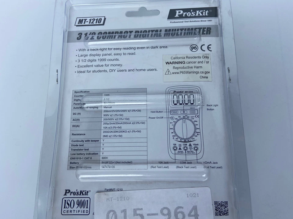 Eclipse MT-1210 Pro'sKit Multimeter, Digital Foto 2 de 2