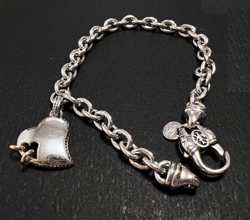 SCOTT KAY 7.5" 16g Sterling Silver Heart 14k Gold Rings Charm Bracelet Women NWT - Picture 14 of 14