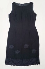 DUE Per DUE Womens 8 Black Sleeveless DRESS Back Zip Rose Lace Evening Midi GOWN