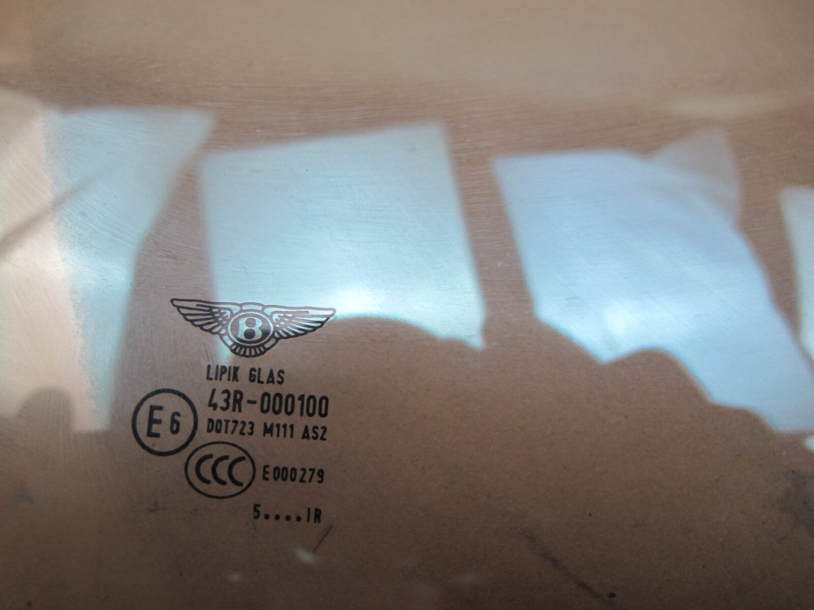2006-2012 BENTLEY CONTINENTAL FLYING SPUR FRONT RIGHT SIDE DOOR GLASS WINDOW