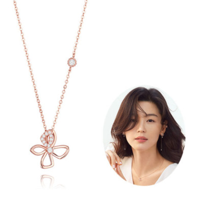 StoneHenge 14K Necklace T1497 Love Duet Rose Gold Cubic StoneHenge 14K Necklace T1497 Love Duet Rose Gold Cubic