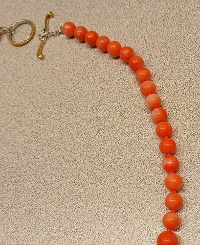 GEMS EN VOGUE Pink Bamboo Coral Sterling Silver Graduated Bead Necklace 22 1/2" - Picture 4 of 5