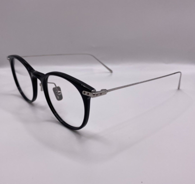 ハンドメイドつ Linda Farrow LF03C2 5704 Black Silver Round Eyeglasses Handmade