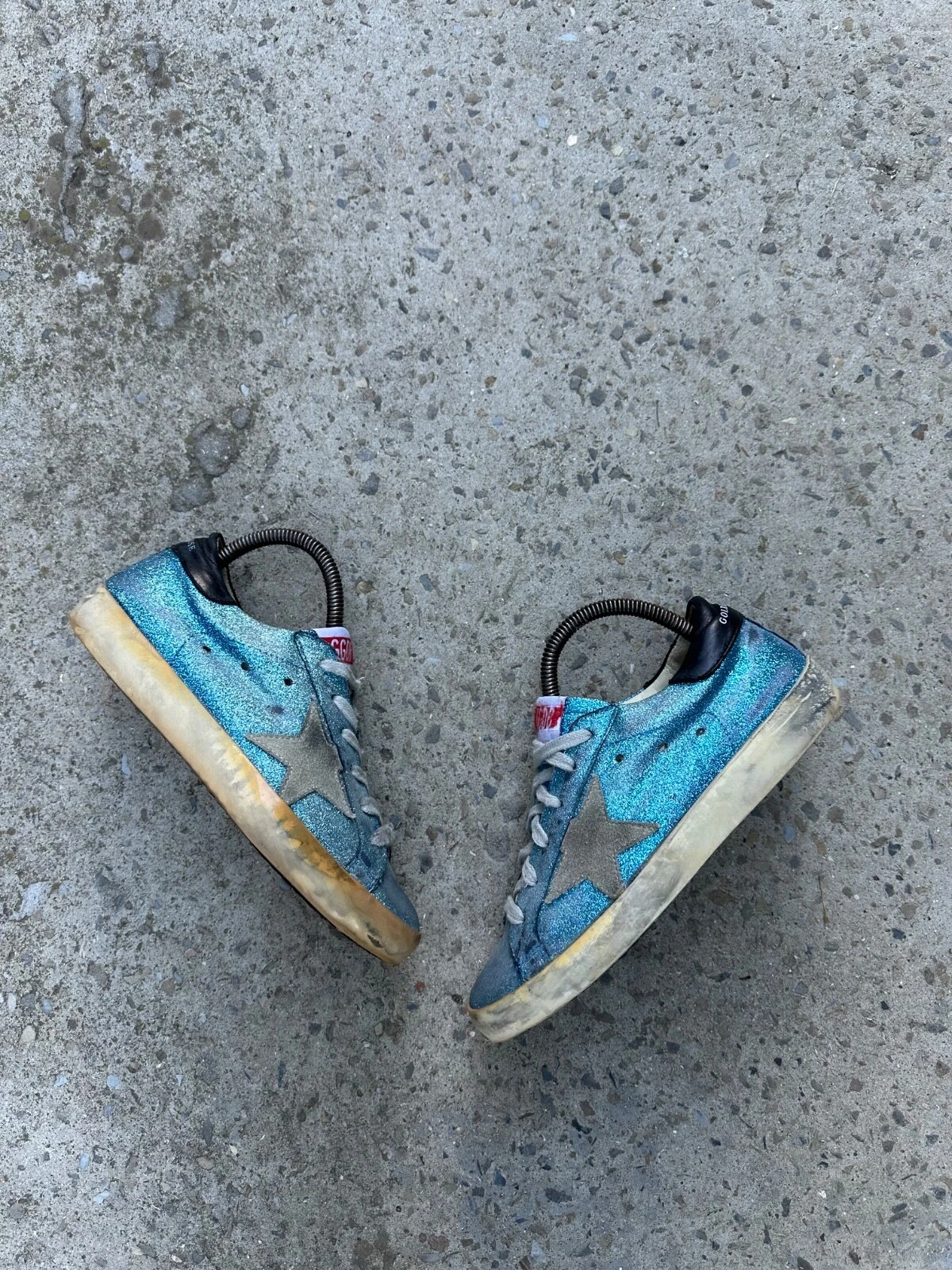 GOLDEN GOOSE Scarpe da ginnastica GOL GOOSE Superstar blu glitter in pelle 36