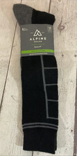 Alpine Design Calf Cut Merino Wool Ski Socks Black Grey LG 8-12