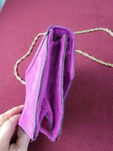Banana Republic suede leather clutch Bag Womens purse carry storage Chain strap - Picture 12 of 22