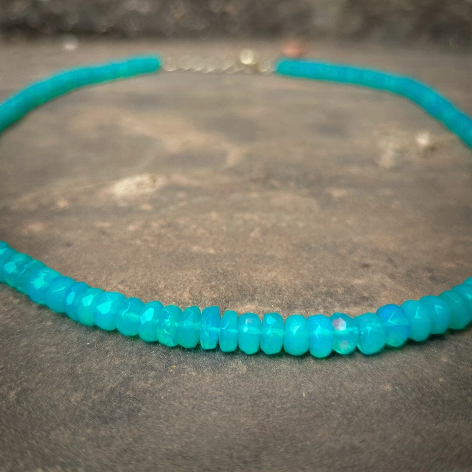 项链,Welo Fire Opal 多面珠 4-5 毫米 18 英寸长,送给妈妈的礼物,全部。 — 第 2/4 张图片