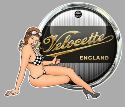 VELOCETTE Right Pin Up Right Laminated Vinyl Sticker