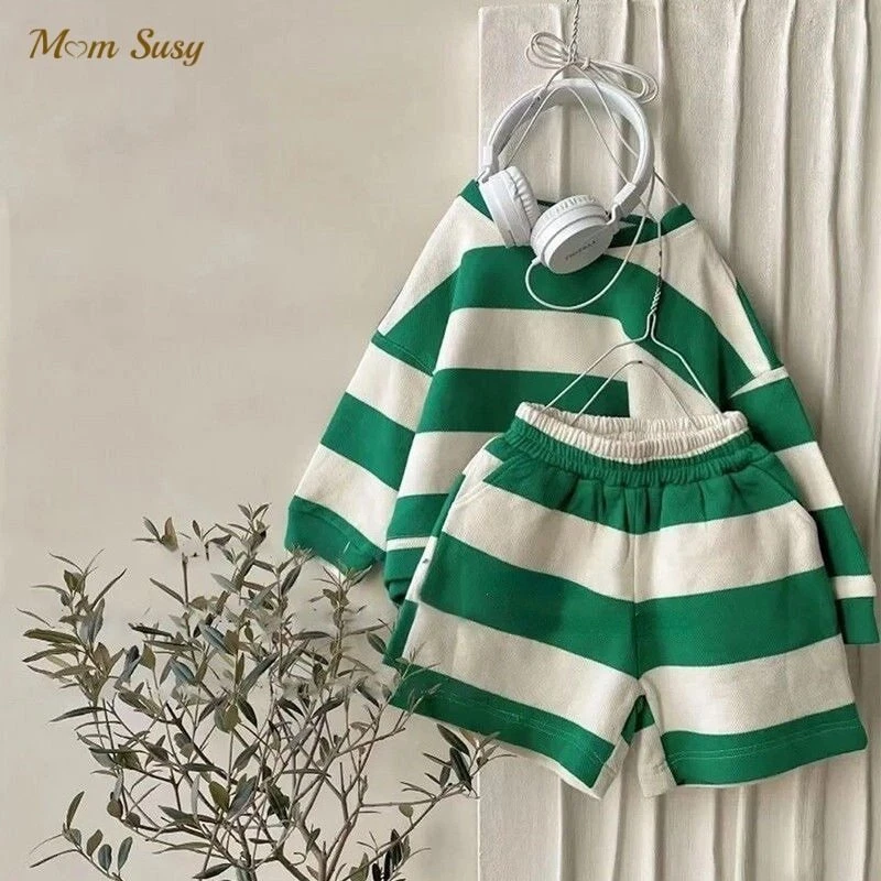 Cotton Striped Clothes Set Hoodie and Shorts 2pcs Infant Toddler Child Tracksuit
Opens in a new wind
