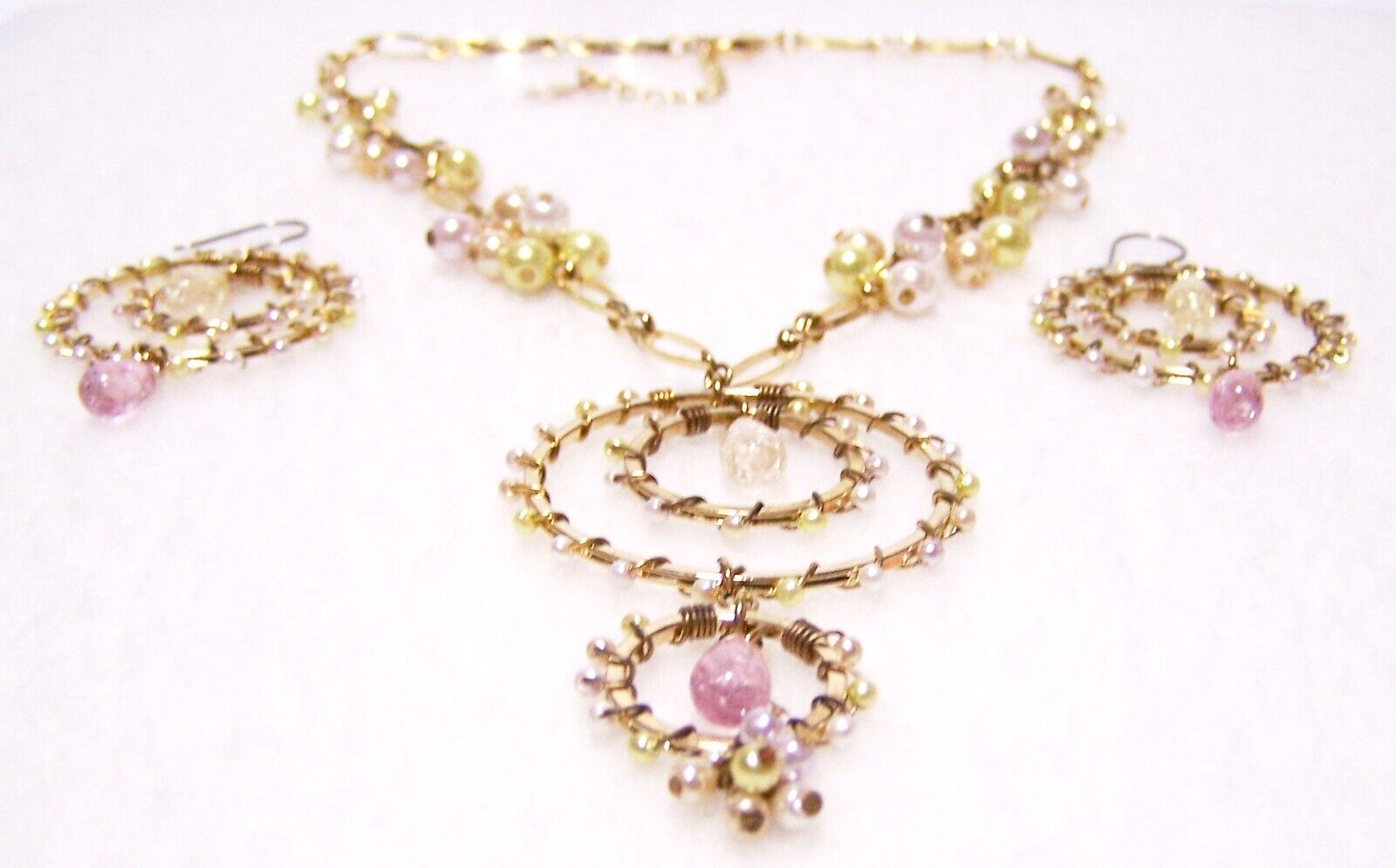 Vintage LIZ CLAIBORNE Pearl Pink Yellow NECKLACE … - image 9