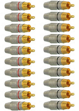 20Pack RCA Male Plug Solder, Gold Audio Video Adapter Connector for Speaker Wire