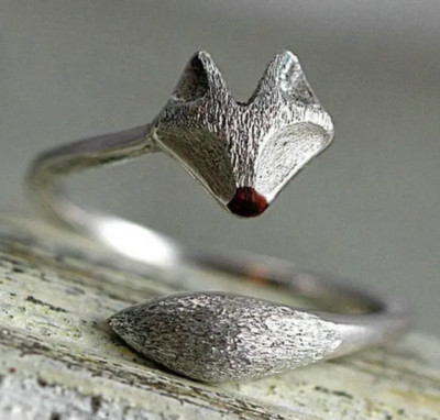 Sterling silver 925 adjustable ring Fox