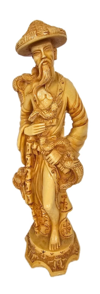 Chinese Figurines Man And Lady Resin Oriental Bought in 1997 Heavy Prop - Image 3 of 4