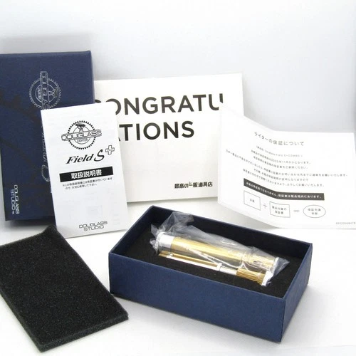 Douglass Field S Plus Silver Gold Waterproof Plain Oil Lighter Limited Japan MIB