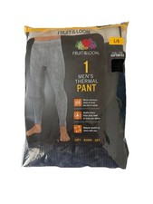 Fruit of The Loom Men's Black Thermal Long Johns Pants Size L 