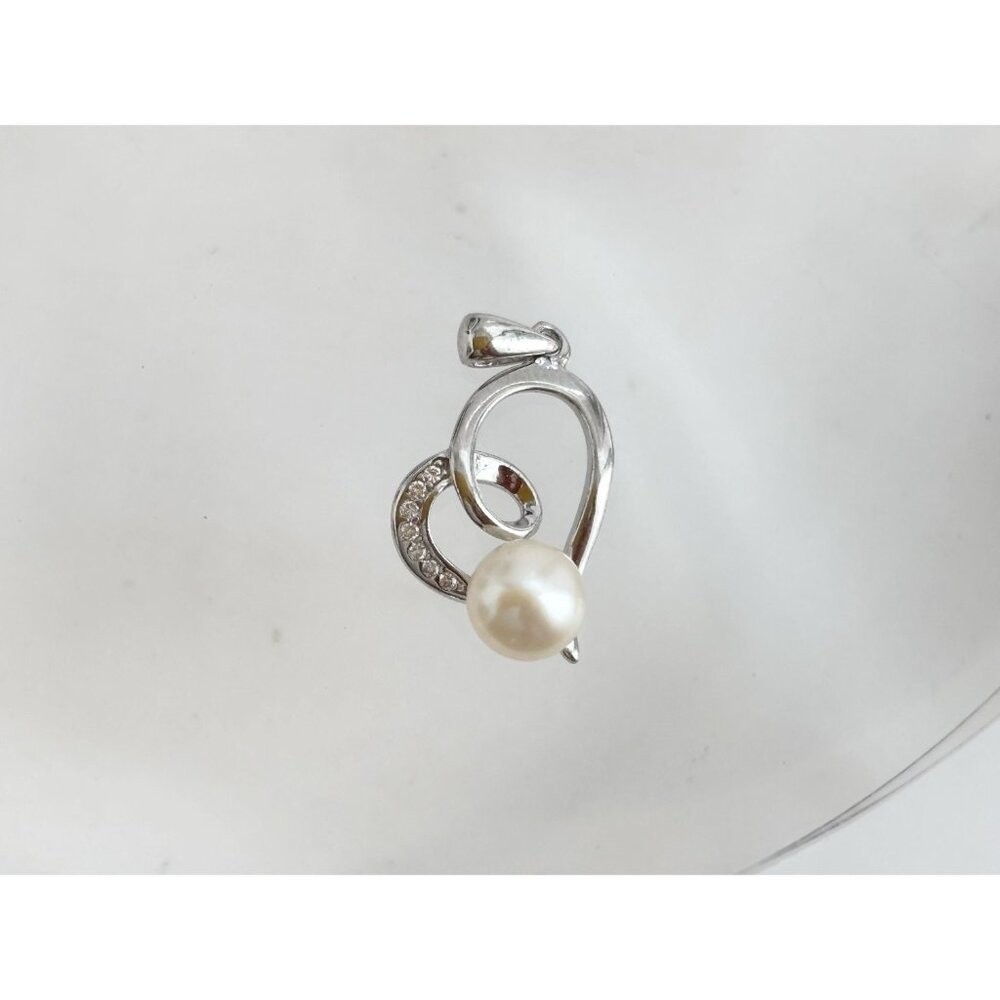 Heart Shaped Pearl Adorned Tiny Sterling Silver 9… - image 6