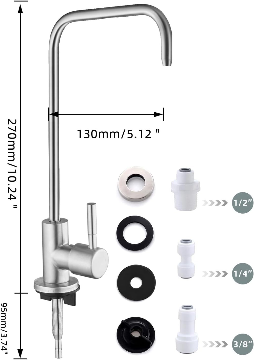 Brushed Nickel Drinking Water Faucet Non Air Gap Stainless Steel Filtered Faucet