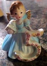 Vintage 1950s JOSEF ORIGINALS Birthday Angel Girl Age 5 FIVE Figurine