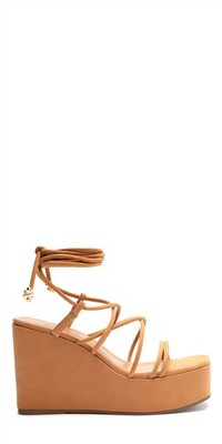 Schutz Magdalena Suede Platform Sandal Nude Caramel