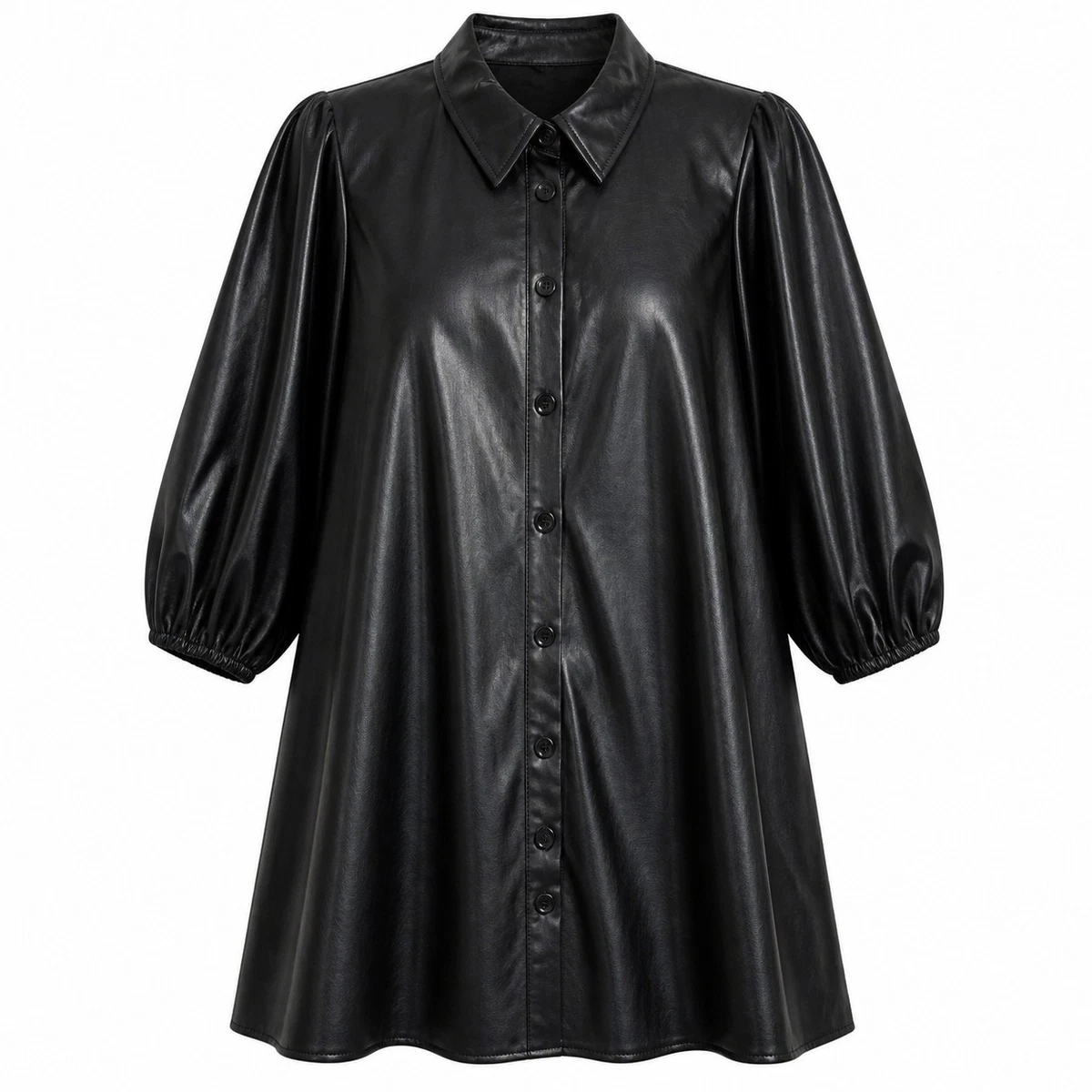 black leather button down dress Faux Shirt Dresses for sale Leather mini dress